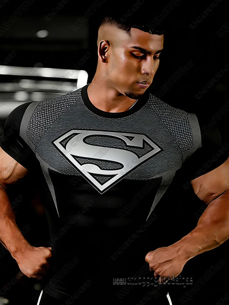 Men's 3D Graphic Fitness T-Shirt Slim Fit Gym Top
